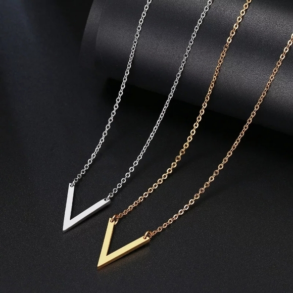 Pendant  V Necklace gold/silver formal holiday gift elegant mothers day christma - Picture 3 of 5